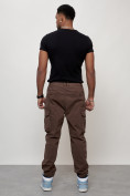 Оптом Джинсы карго мужские с накладными карманами коричневого цвета 2425K, фото 5