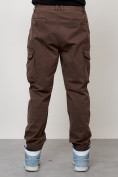Оптом Джинсы карго мужские с накладными карманами коричневого цвета 2425K, фото 9