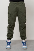 Оптом Джинсы карго мужские с накладными карманами цвета хаки 2425Kh в Новосибирске