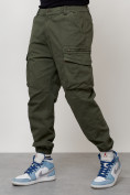 Оптом Джинсы карго мужские с накладными карманами цвета хаки 2425Kh в Сочи, фото 2