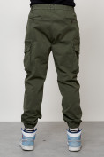 Оптом Джинсы карго мужские с накладными карманами цвета хаки 2425Kh в Омске, фото 4