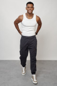 Оптом Джинсы карго мужские с накладными карманами темно-серого цвета 2425TC, фото 11