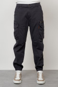 Оптом Джинсы карго мужские с накладными карманами темно-серого цвета 2425TC в Кемерово, фото 3