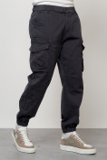 Оптом Джинсы карго мужские с накладными карманами темно-серого цвета 2425TC в Сочи, фото 5