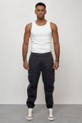 Оптом Джинсы карго мужские с накладными карманами темно-серого цвета 2425TC, фото 7