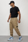 Оптом Джинсы карго мужские с накладными карманами бежевого цвета 2426B в Баку, фото 10