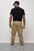 Оптом Джинсы карго мужские с накладными карманами бежевого цвета 2426B, фото 12