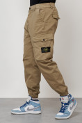 Оптом Джинсы карго мужские с накладными карманами бежевого цвета 2426B, фото 2