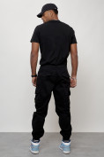 Оптом Джинсы карго мужские с накладными карманами черного цвета 2426Ch во Владивостоке, фото 12