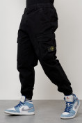 Оптом Джинсы карго мужские с накладными карманами черного цвета 2426Ch в Иркутске, фото 2