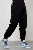 Оптом Джинсы карго мужские с накладными карманами черного цвета 2426Ch в Ульяновске, фото 3