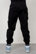 Оптом Джинсы карго мужские с накладными карманами черного цвета 2426Ch в Тюмени, фото 4