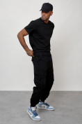 Оптом Джинсы карго мужские с накладными карманами черного цвета 2426Ch в Омске, фото 7