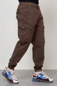 Оптом Джинсы карго мужские с накладными карманами коричневого цвета 2426K, фото 7