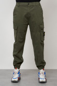 Оптом Джинсы карго мужские с накладными карманами цвета хаки 2426Kh в Тюмени
