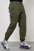 Оптом Джинсы карго мужские с накладными карманами цвета хаки 2426Kh, фото 3