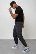 Оптом Джинсы карго мужские с накладными карманами темно-серого цвета 2426TC в Самаре