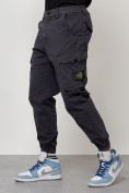 Оптом Джинсы карго мужские с накладными карманами темно-серого цвета 2426TC в Тольятти, фото 10