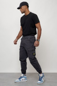 Оптом Джинсы карго мужские с накладными карманами темно-серого цвета 2426TC, фото 6