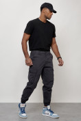 Оптом Джинсы карго мужские с накладными карманами темно-серого цвета 2426TC в Саратове, фото 7