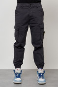 Оптом Джинсы карго мужские с накладными карманами темно-серого цвета 2426TC в Ульяновске, фото 9