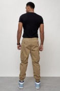 Оптом Джинсы карго мужские с накладными карманами бежевого цвета 2427B в Волгоградке, фото 4