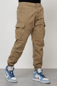 Оптом Джинсы карго мужские с накладными карманами бежевого цвета 2427B, фото 7