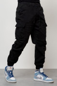 Оптом Джинсы карго мужские с накладными карманами черного цвета 2427Ch в Волгоградке, фото 7