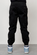 Оптом Джинсы карго мужские с накладными карманами черного цвета 2427Ch в Казани, фото 8
