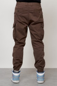 Оптом Джинсы карго мужские с накладными карманами коричневого цвета 2427K, фото 7