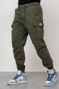 Оптом Джинсы карго мужские с накладными карманами цвета хаки 2427Kh