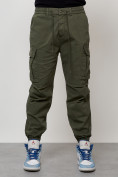 Оптом Джинсы карго мужские с накладными карманами цвета хаки 2427Kh, фото 3