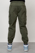 Оптом Джинсы карго мужские с накладными карманами цвета хаки 2427Kh в Тюмени, фото 4