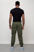Оптом Джинсы карго мужские с накладными карманами цвета хаки 2427Kh, фото 8