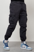 Оптом Джинсы карго мужские с накладными карманами темно-серого цвета 2427TC в Уфе
