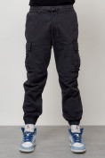 Оптом Джинсы карго мужские с накладными карманами темно-серого цвета 2427TC в Саратове, фото 3