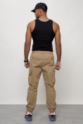 Оптом Джинсы карго мужские с накладными карманами бежевого цвета 2428B, фото 12