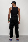 Оптом Джинсы карго мужские с накладными карманами черного цвета 2428Ch в Перми, фото 4