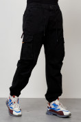 Оптом Джинсы карго мужские с накладными карманами черного цвета 2428Ch в Санкт-Петербурге, фото 7