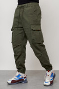 Оптом Джинсы карго мужские с накладными карманами цвета хаки 2428Kh в Новосибирске
