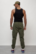 Оптом Джинсы карго мужские с накладными карманами цвета хаки 2428Kh в Казани, фото 8