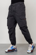 Оптом Джинсы карго мужские с накладными карманами темно-серого цвета 2428TC в Челябинске, фото 2