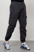 Оптом Джинсы карго мужские с накладными карманами темно-серого цвета 2428TC в Перми, фото 3