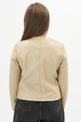 Оптом Короткая кожаная куртка женская бежевого цвета 245B, фото 10