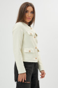 Оптом Короткая кожаная куртка женская белого цвета 245Bl в Екатеринбурге, фото 10