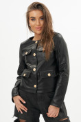Оптом Короткая кожаная куртка женская черного цвета 245Ch в Казани, фото 15