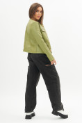 Оптом Короткая кожаная куртка женская зеленого цвета 245Z, фото 7