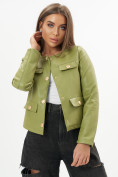 Оптом Короткая кожаная куртка женская зеленого цвета 245Z в Казани