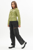 Оптом Короткая кожаная куртка женская зеленого цвета 245Z, фото 10