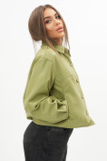 Оптом Короткая кожаная куртка женская зеленого цвета 246Z в Казани, фото 10